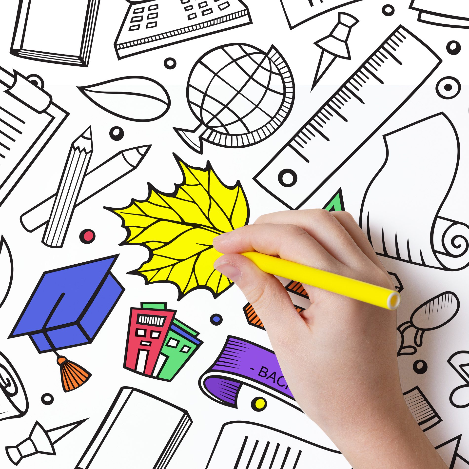 Papel de Parede Branco Preto de Colorir para Escola 57x270cm