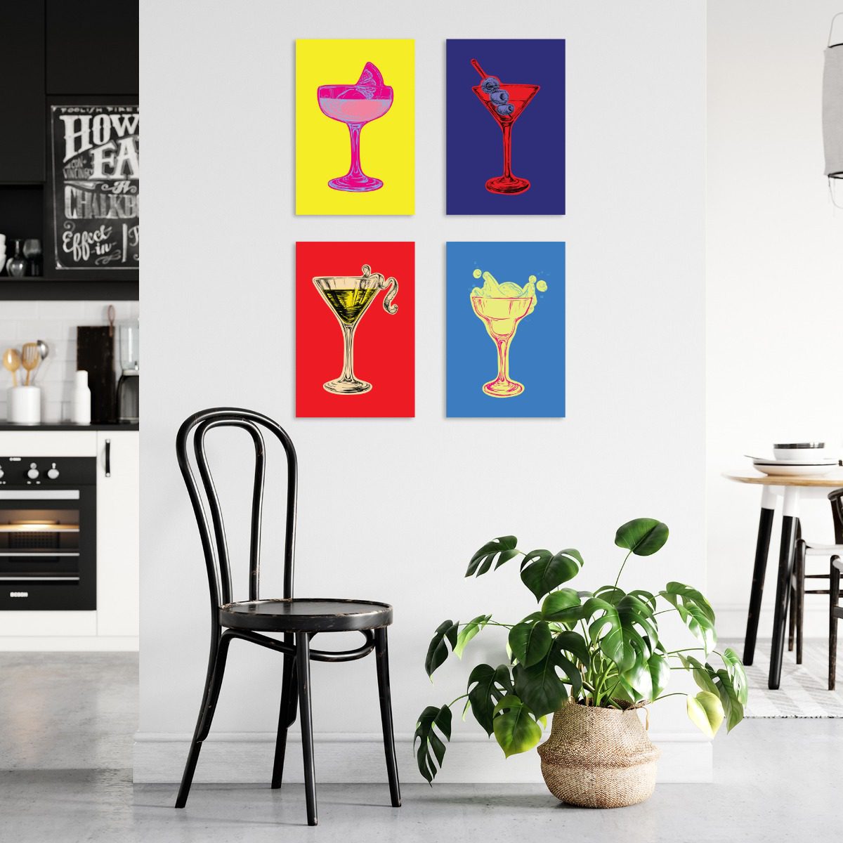 Placas Decorativas Cozinha Pop Drinks 20x30cm Kit 4un