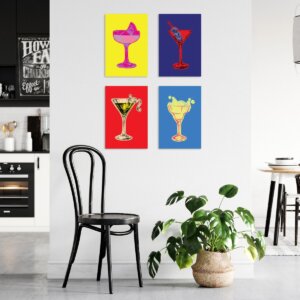 Placas Decorativas Cozinha Pop Drinks 30x40cm Kit 4un