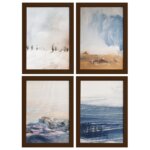 Quadros Abstratas Moldura Marrom 33x43cm 4un