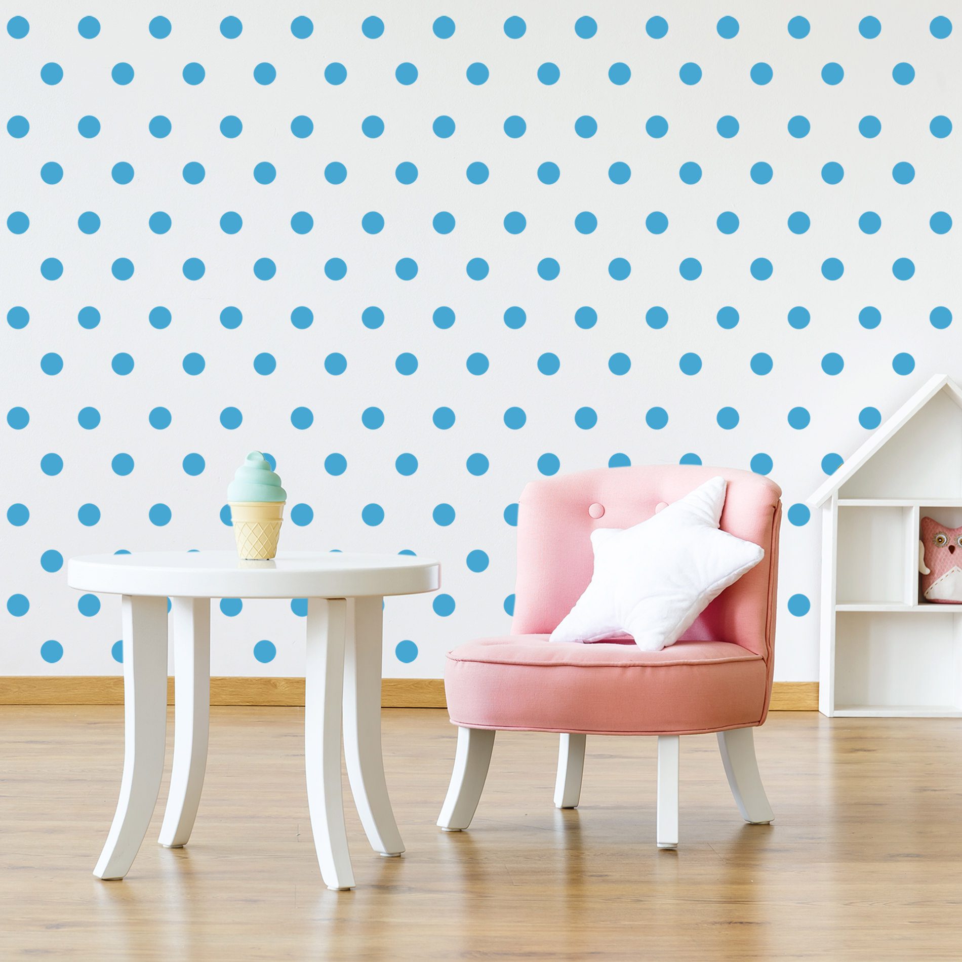 Adesivo de Bolinhas em Azul Médio 144un Cobre 3m²