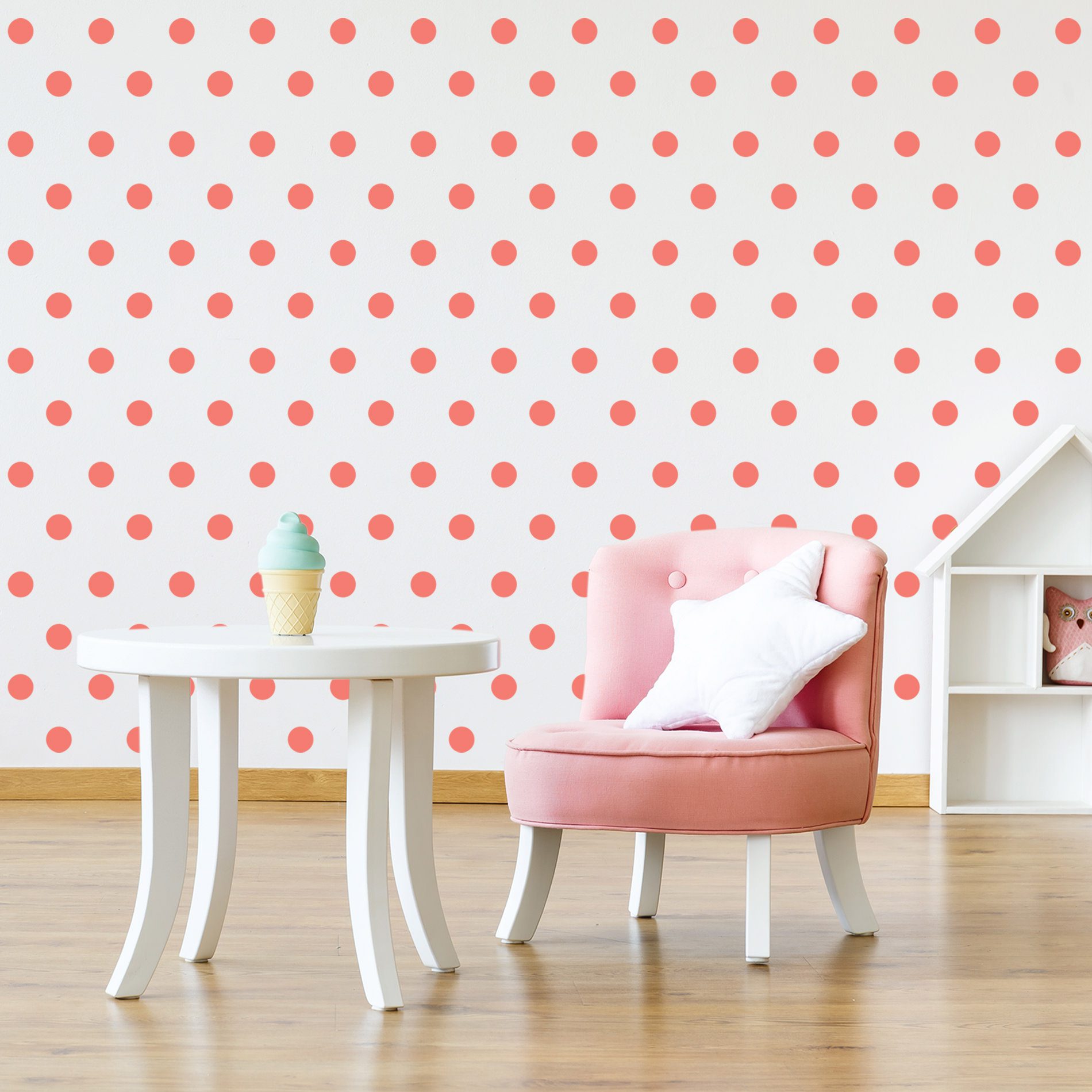 Adesivo de Bolinhas em Coral 144un Cobre 3m²