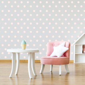 Adesivo de Bolinhas em Rosa Bebê Clarinho 144un Cobre 3m² 
