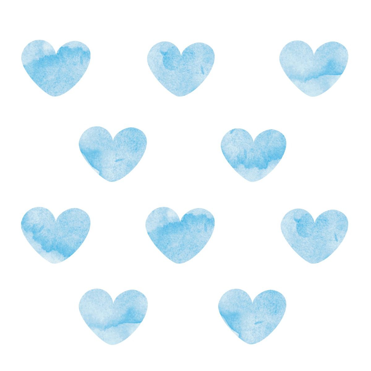 Adesivo de Parede Corações Aquarela Azul 55 un Cobre 5m²