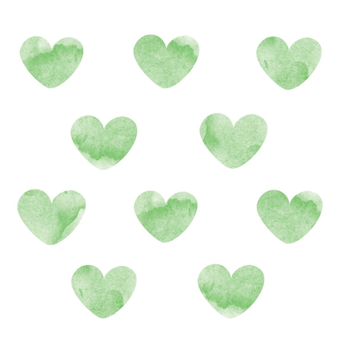 Adesivo de Parede Corações Aquarela Verde 55 un Cobre 5m²