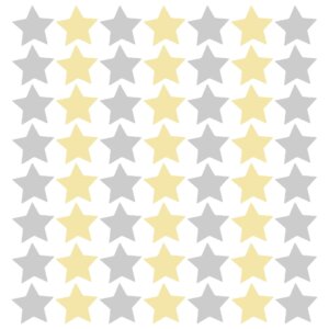 Adesivo de Parede Estrelas Cinza e Amarelo 54un