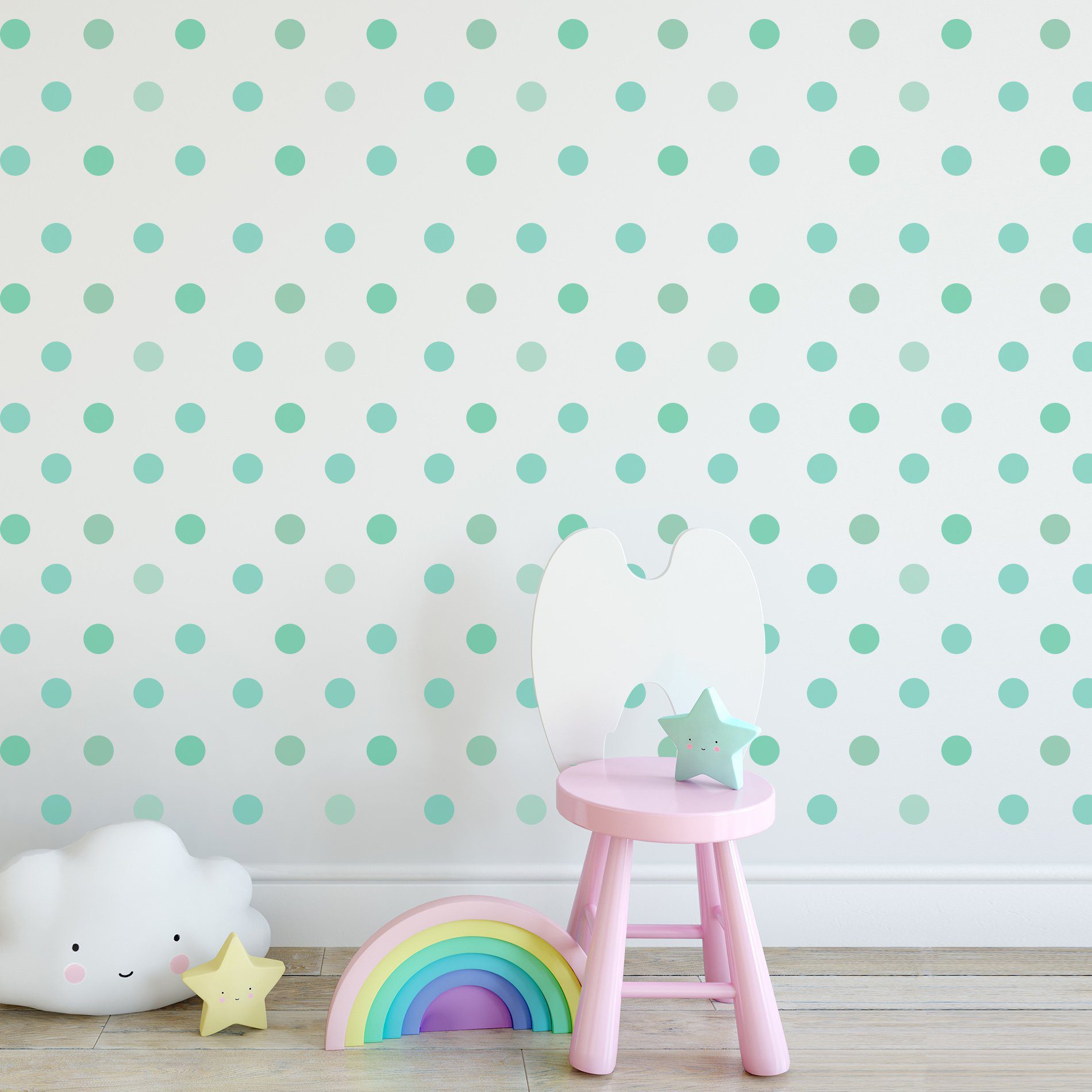 Adesivo Infantil Bolinhas Tons de Verde