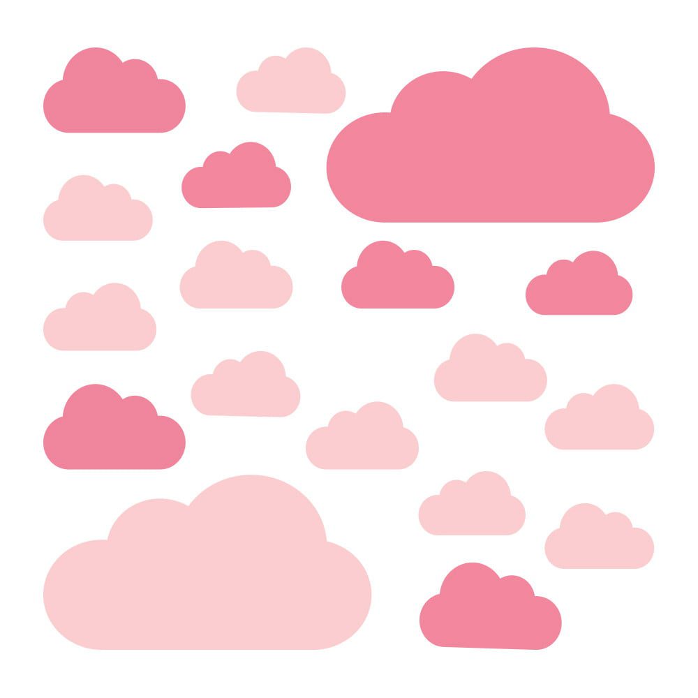 Adesivo de Parede Infantil Nuvens Tons de Rosa