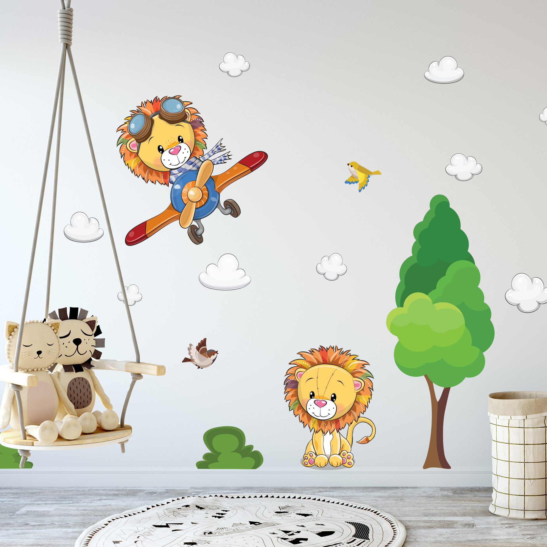 Adesivo de Parede Árvore e Leão Baby Infantil 