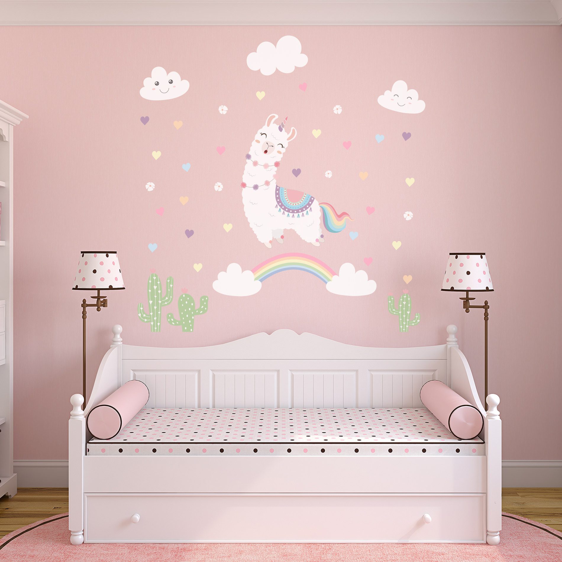 Adesivo de Parede Lhama Unicórnio p/ Quarto Menina