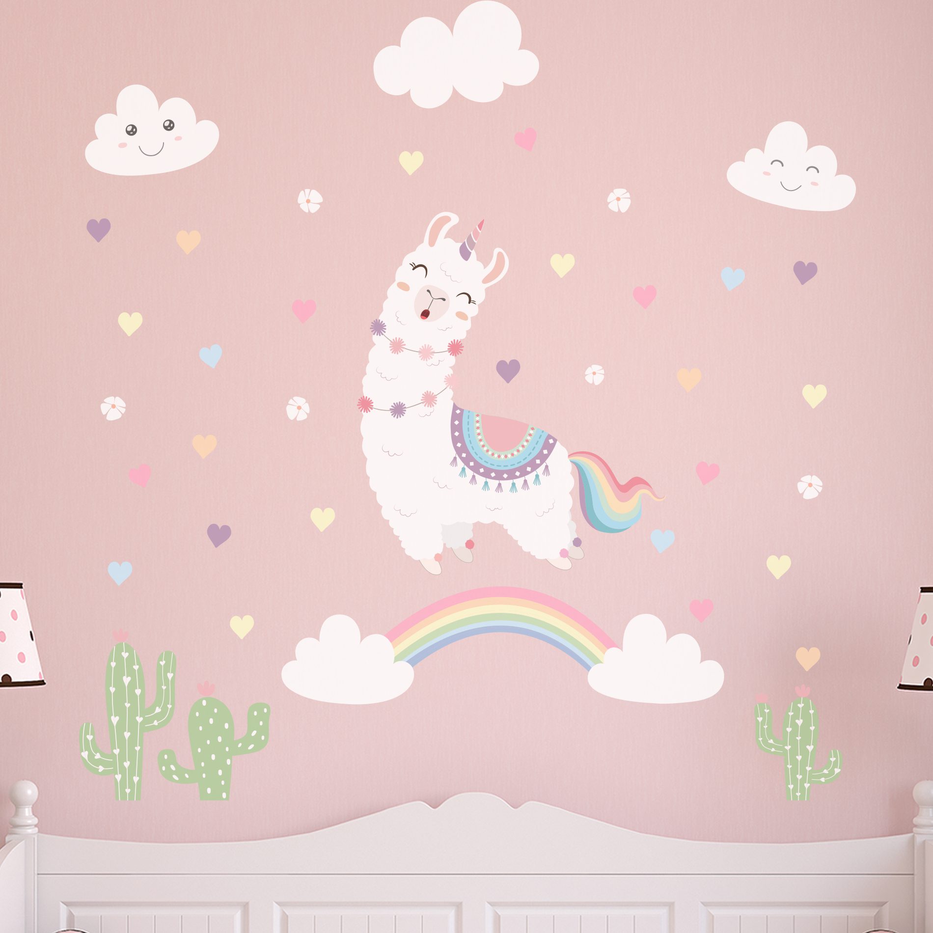 Adesivo de Parede Lhama Unicórnio p/ Quarto Menina