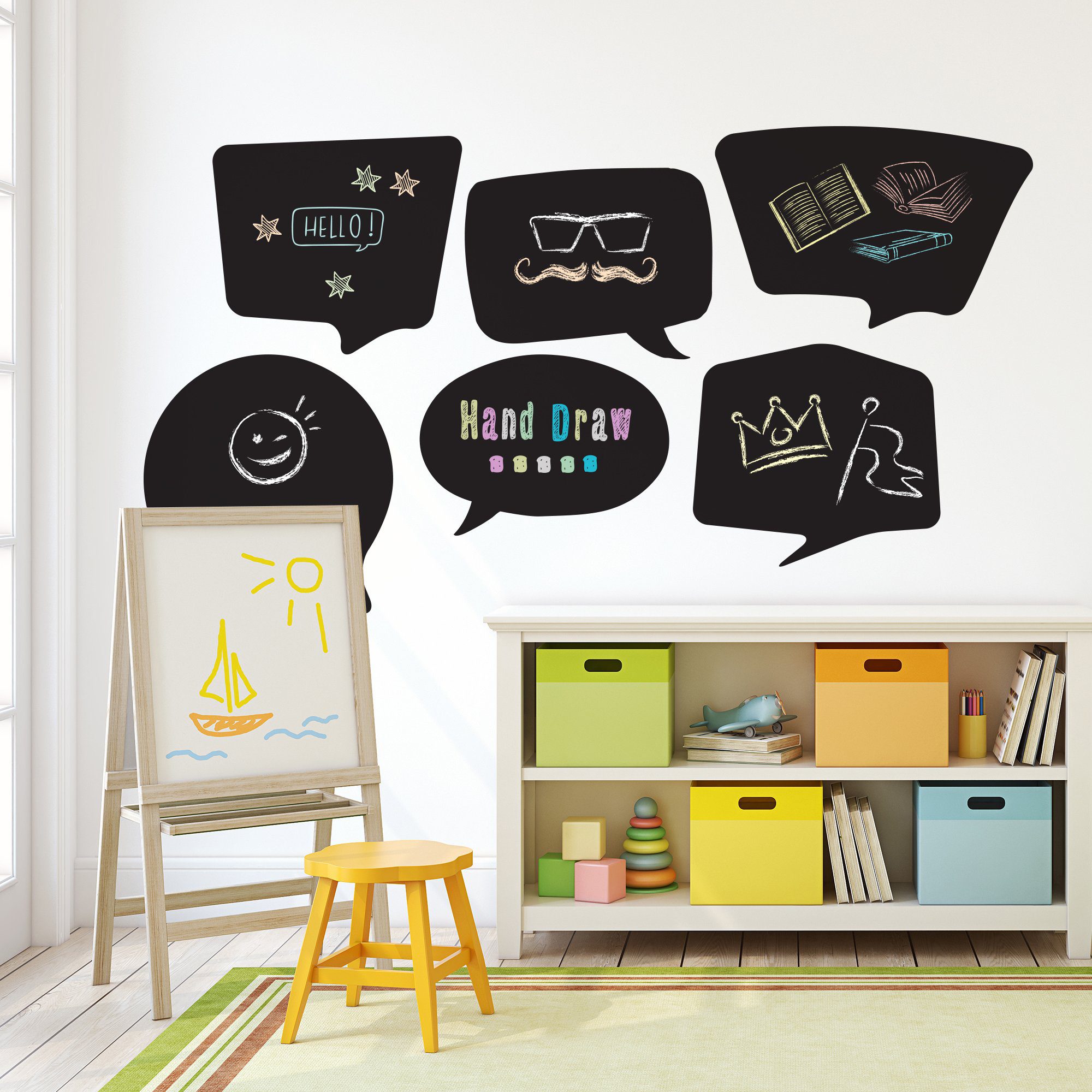 Adesivo de Parede Lousa 6 Balões de Fala