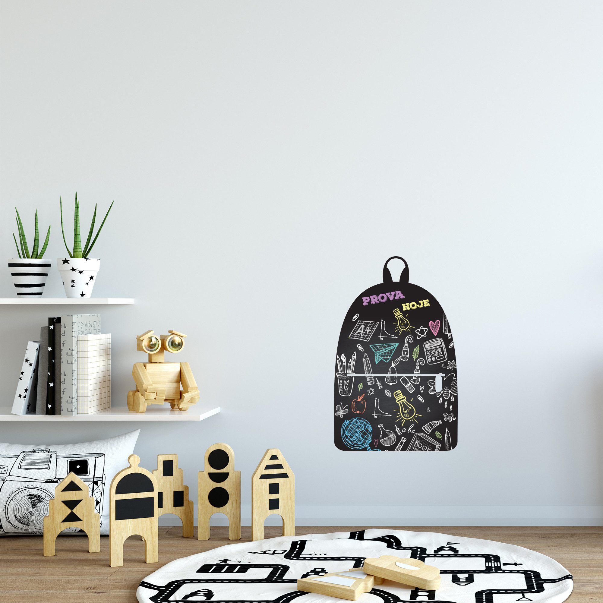 Adesivo de Parede Lousa Mochila Ziper