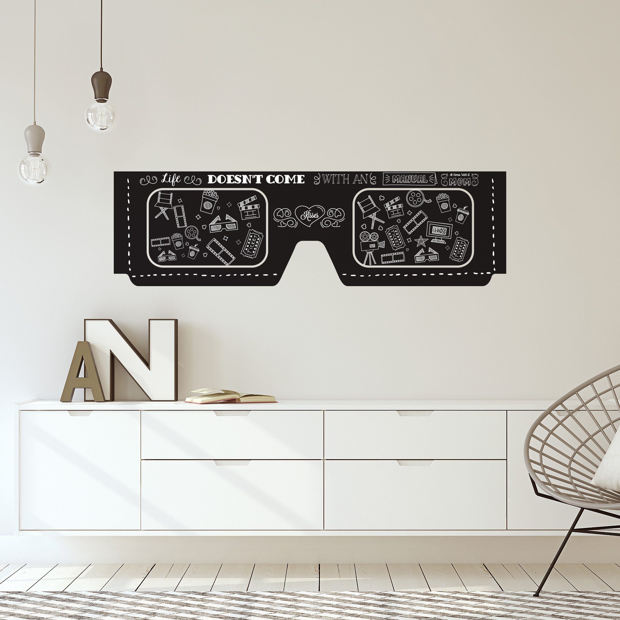 Adesivo de Parede Lousa Óculos 3D