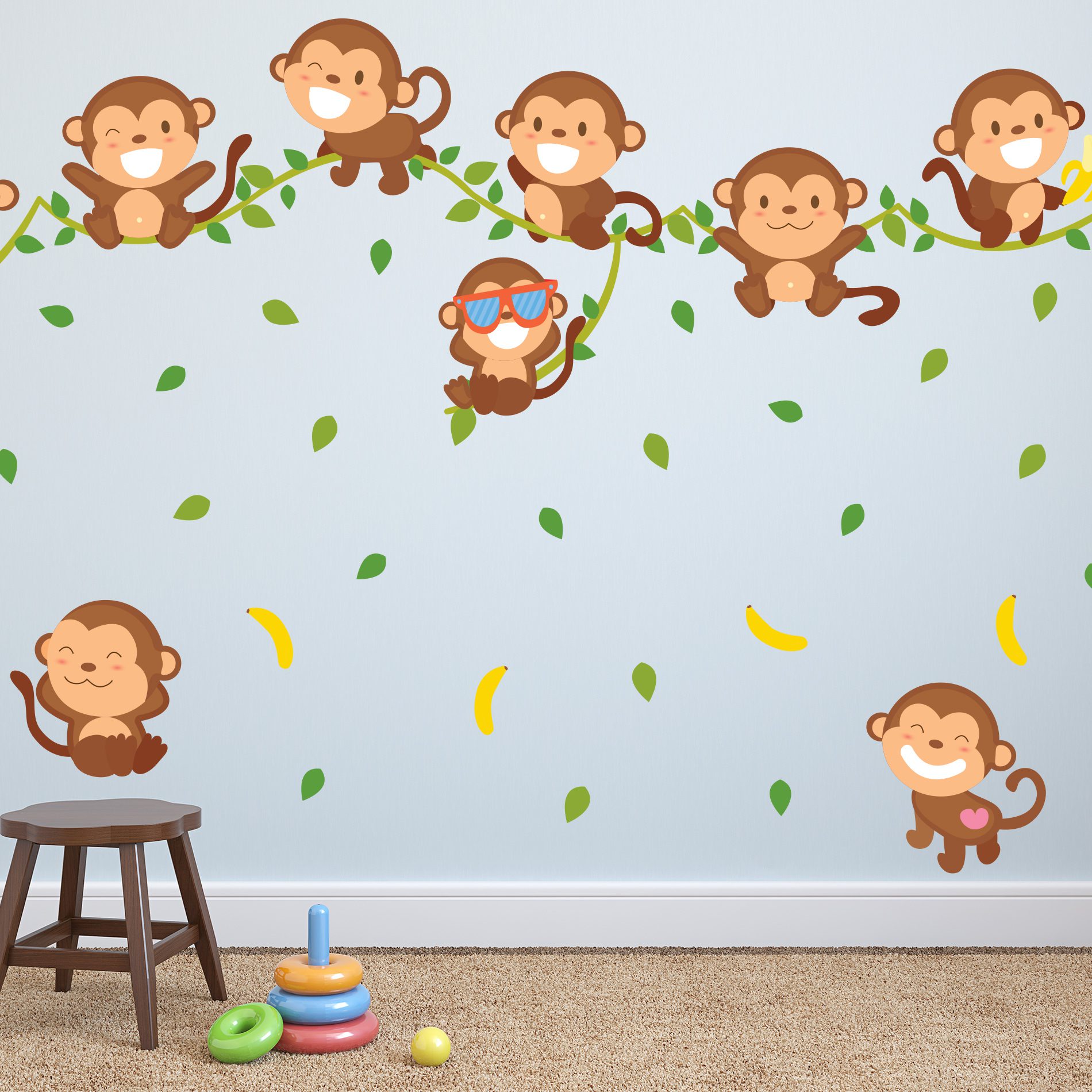 Adesivo de Parede Macacos Sorridentes