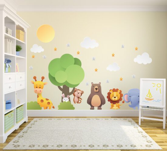 Adesivo de Parede Árvore Animais Zoo Infantil 140x210cm