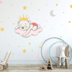 Adesivo de Parede Infantil Ursinha Princesa Para Quarto de Bebê