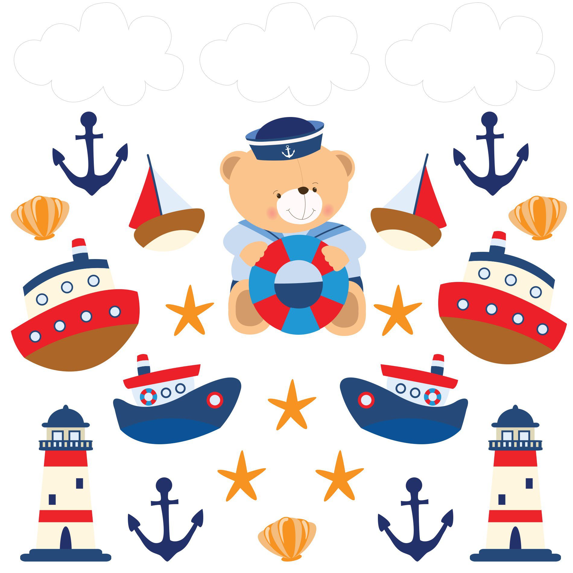 Adesivo de Parede Infantil Ursinho Marinheiro