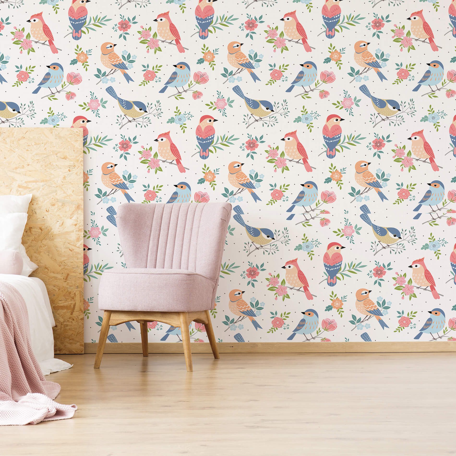 Papel de Parede Passarinhos da Primavera