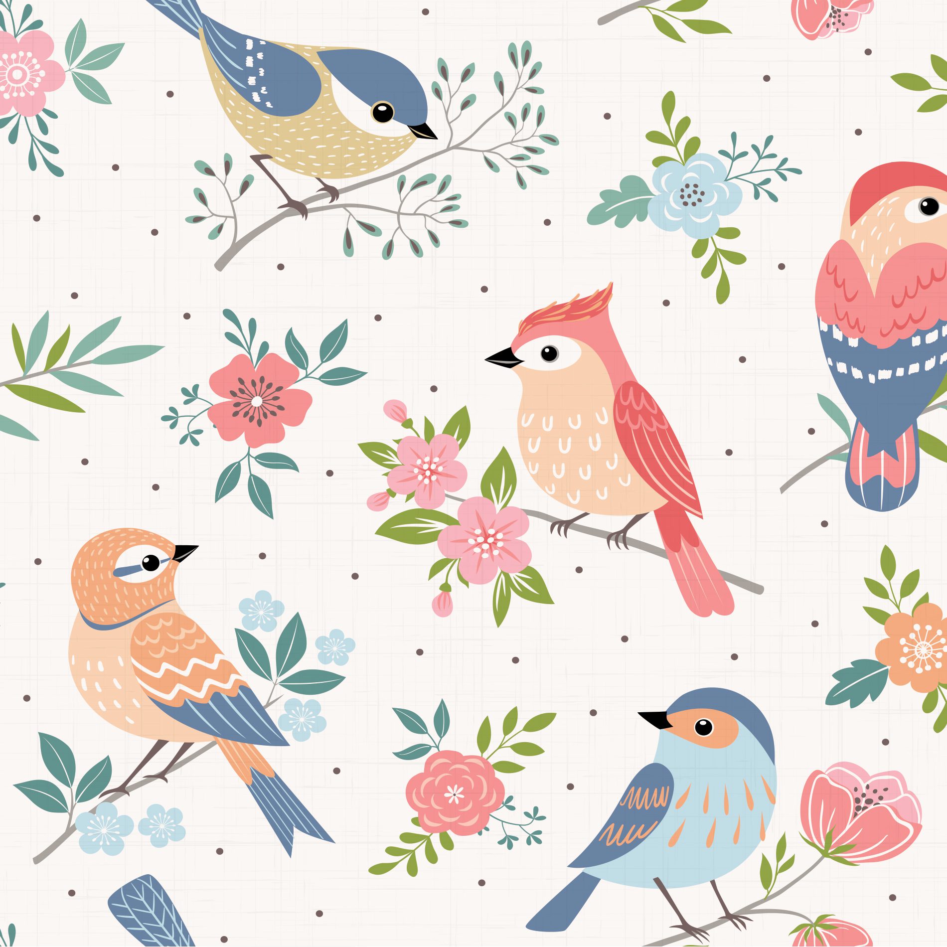 Papel de Parede Passarinhos da Primavera