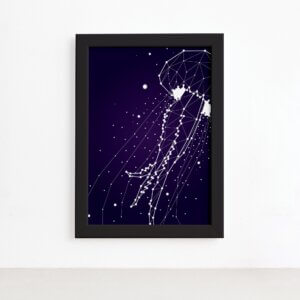 Quadro Constelação Água Viva Moldura Preta 22x32cm,Quadro Constelação Água Viva Moldura Preta 22x32cm