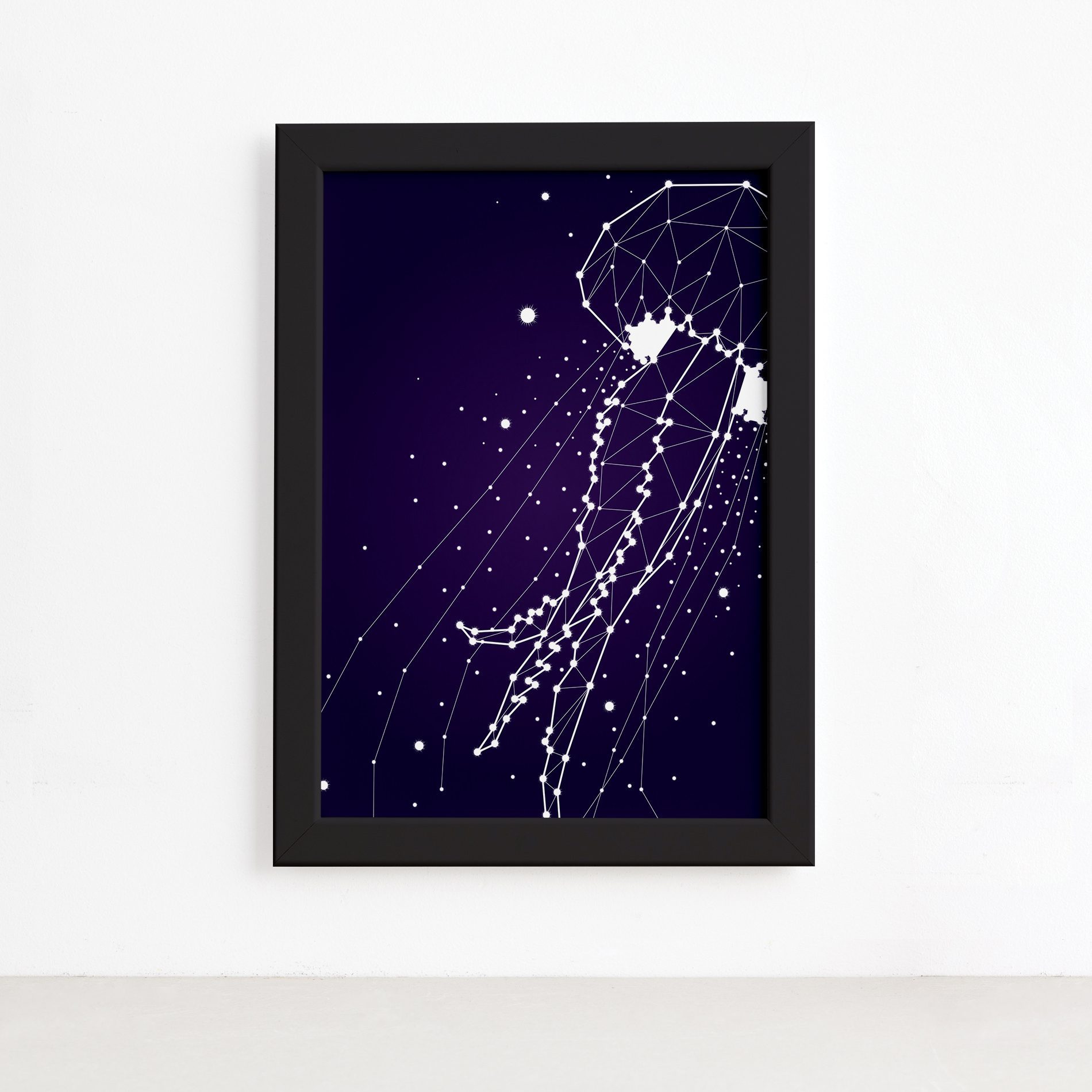 Quadro Constelação Água Viva Moldura Preta 22x32cm,Quadro Constelação Água Viva Moldura Preta 22x32cm