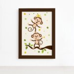 Quadro Macacos Amigos Moldura Marrom 22x32cm