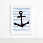Quadro Ancora Oceano Moldura Branca 22x32cm