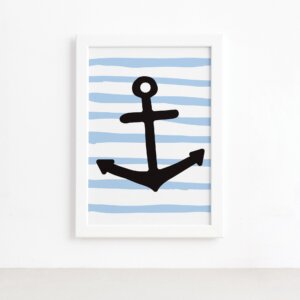 Quadro Ancora Oceano Moldura Branca 22x32cm,Quadro Ancora Oceano Moldura Branca 22x32cm