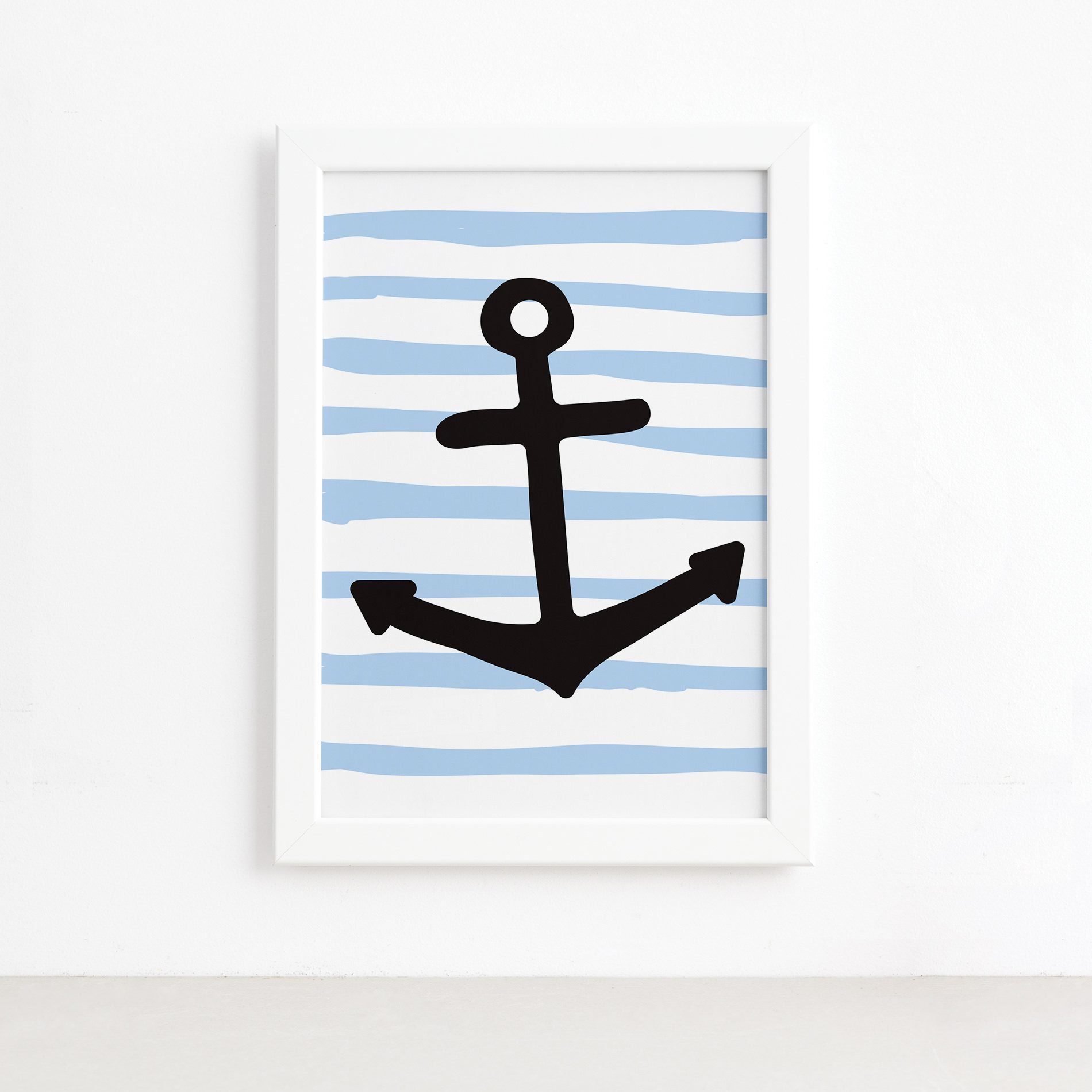 Quadro Ancora Oceano Moldura Branca 22x32cm,Quadro Ancora Oceano Moldura Branca 22x32cm