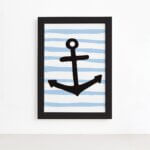 Quadro Ancora Oceano Moldura Preta 22x32cm