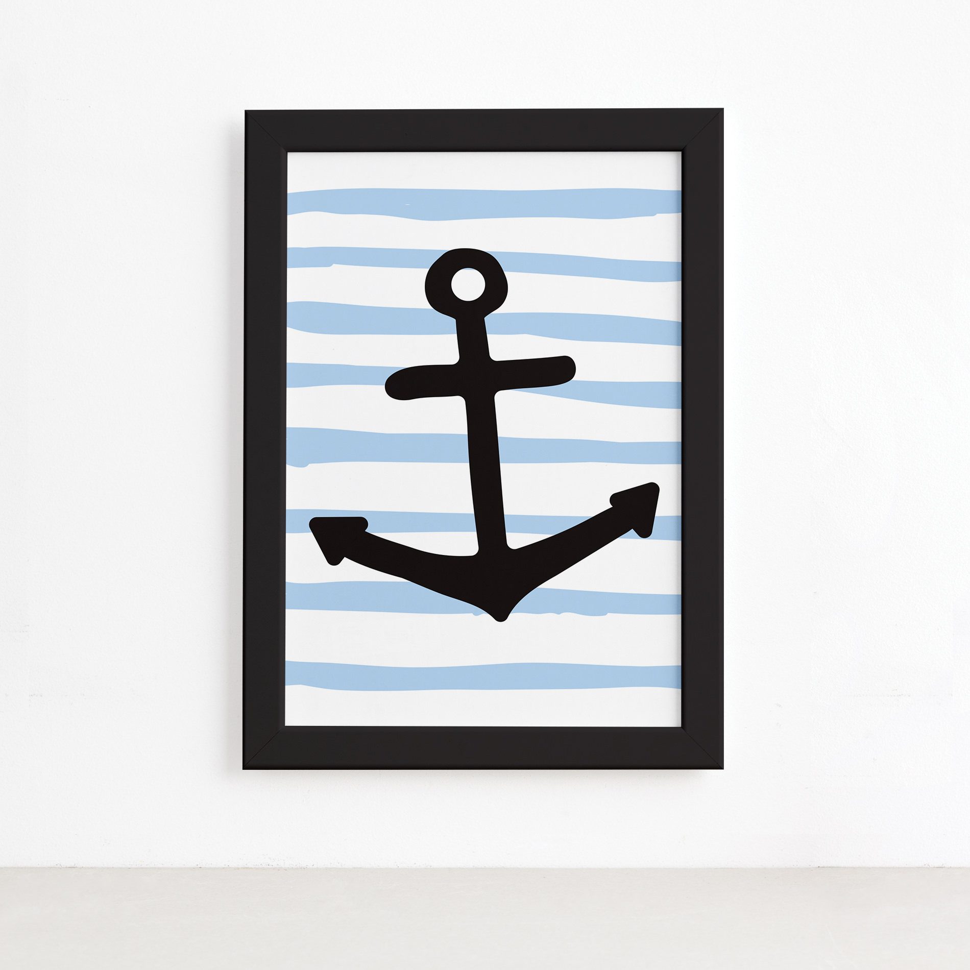 Quadro Ancora Oceano Moldura Preta 22x32cm,Quadro Ancora Oceano Moldura Preta 22x32cm