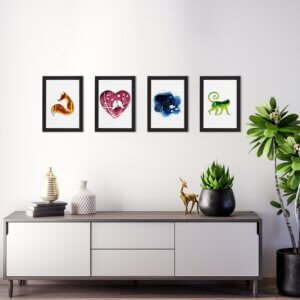 Quadros Animais Paper Moldura Preta 22x32cm Kit 4un,Quadros Animais Paper Moldura Preta 22x32cm Kit 4un