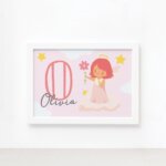 Quadro Nome Personalizado Anjo Menina Moldura Branca 22x32cm