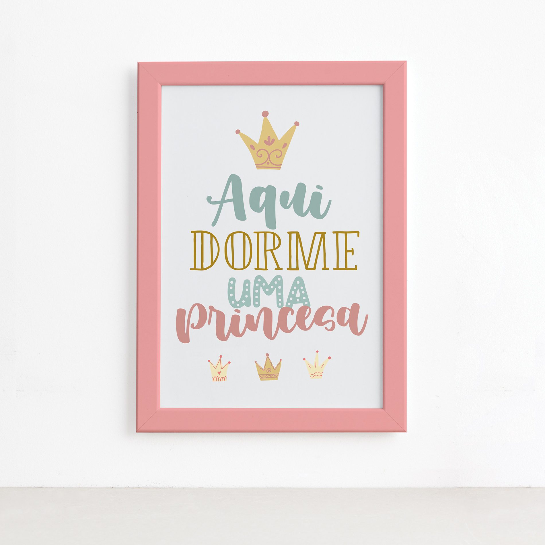 Quadro Aqui Dorme Uma Princesa Moldura Rosa 22x32cm,Quadro Aqui Dorme Uma Princesa Moldura Rosa 22x32cm