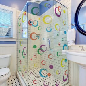 Adesivo Jateado para Vidro Arcos Coloridos 84un Cobre 2m²