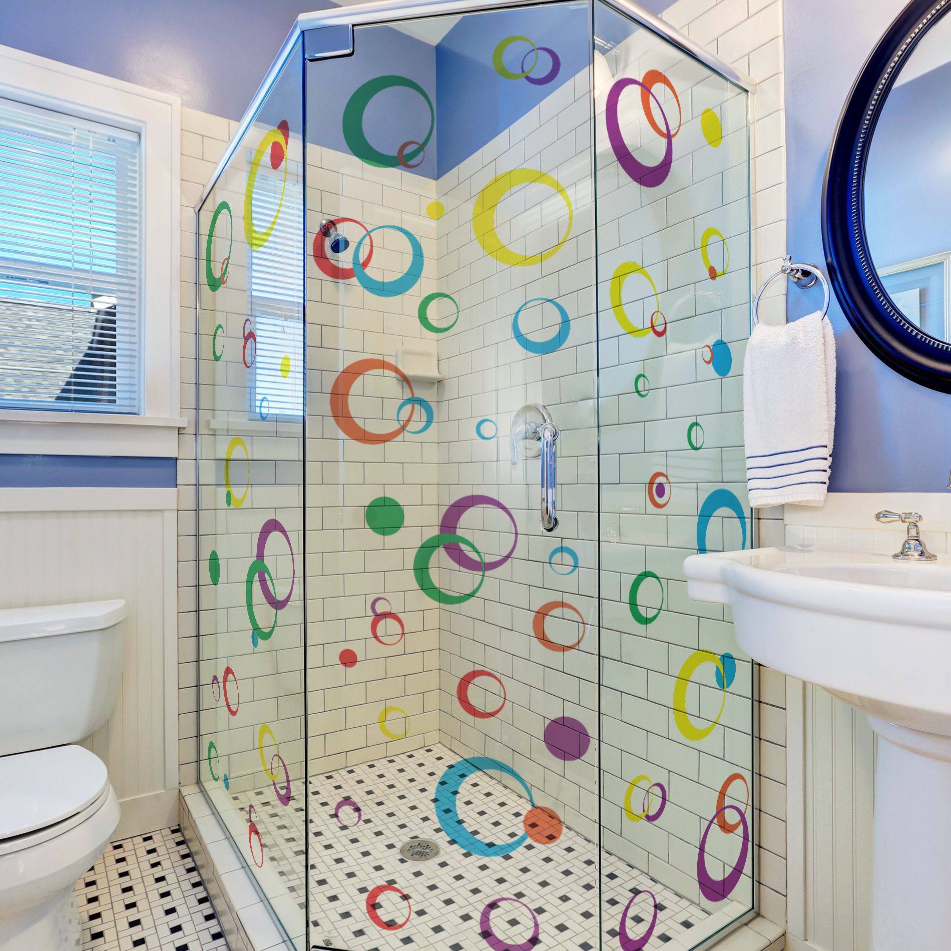 Adesivo Jateado para Vidro Arcos Coloridos 84un Cobre 2m²