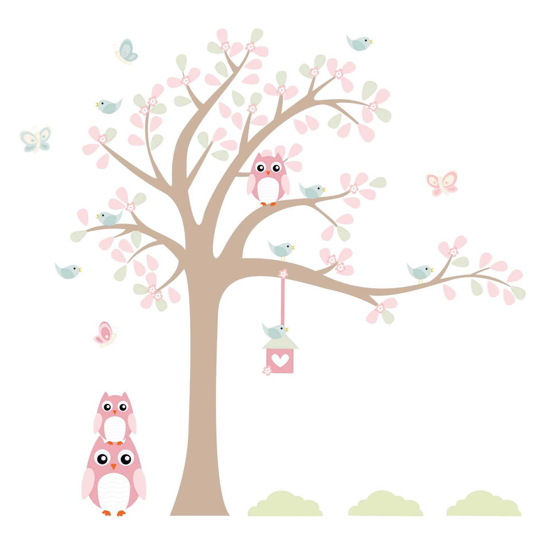 Adesivo de Parede Infantil Árvore Coruja Baby