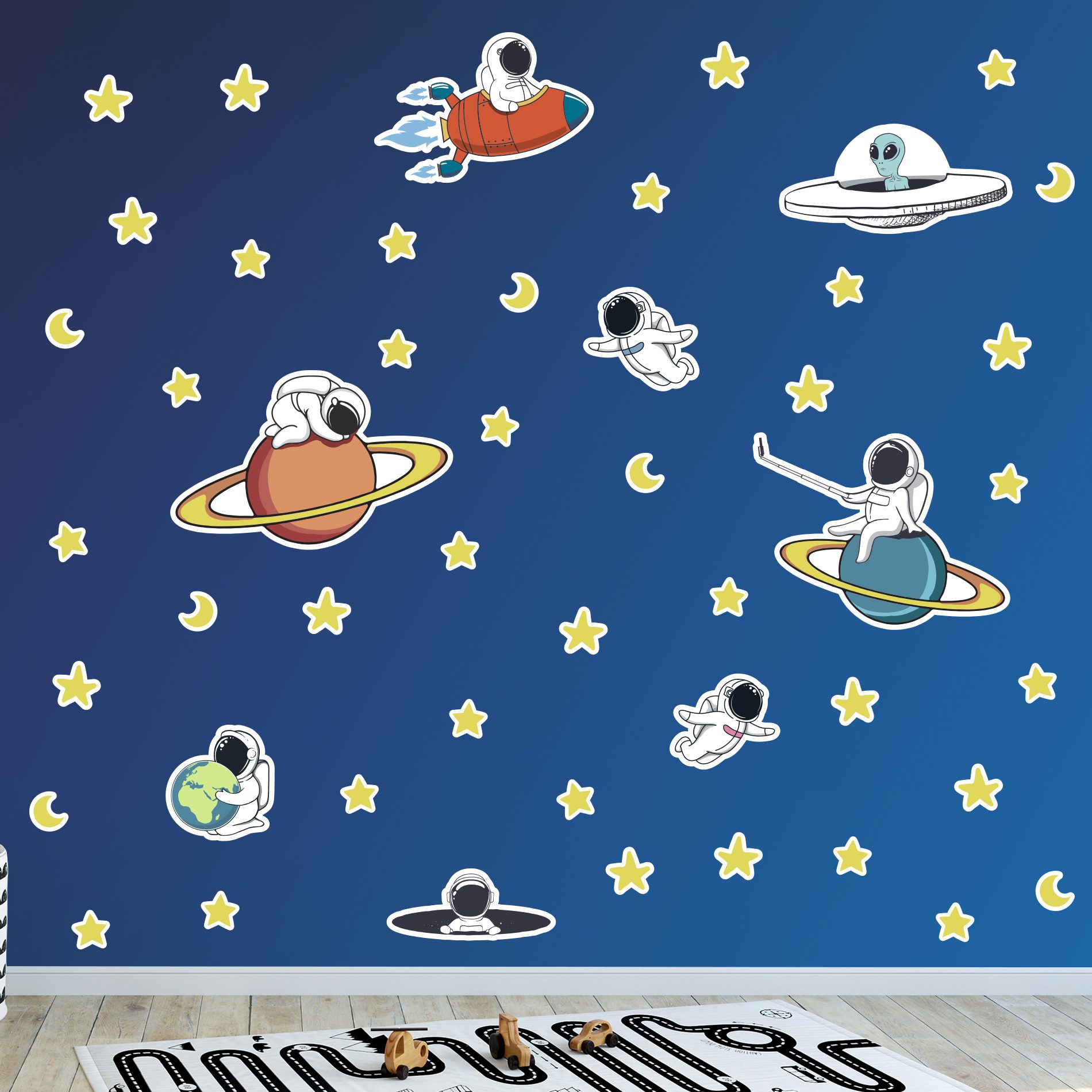 Adesivo de Parede Espaço e Astronauta 305x180cm