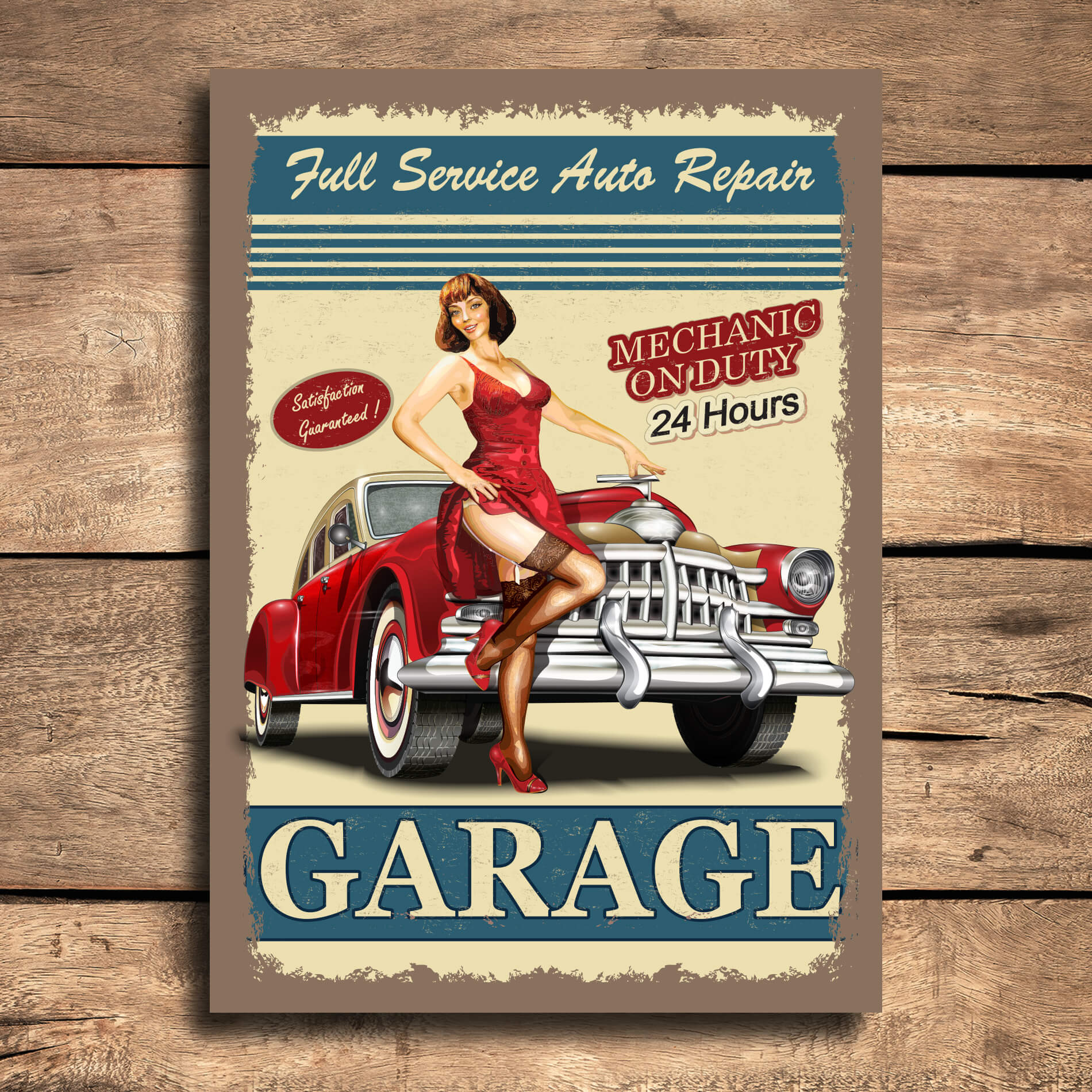 Placa Decorativa MDF Frase Auto Service 30x40