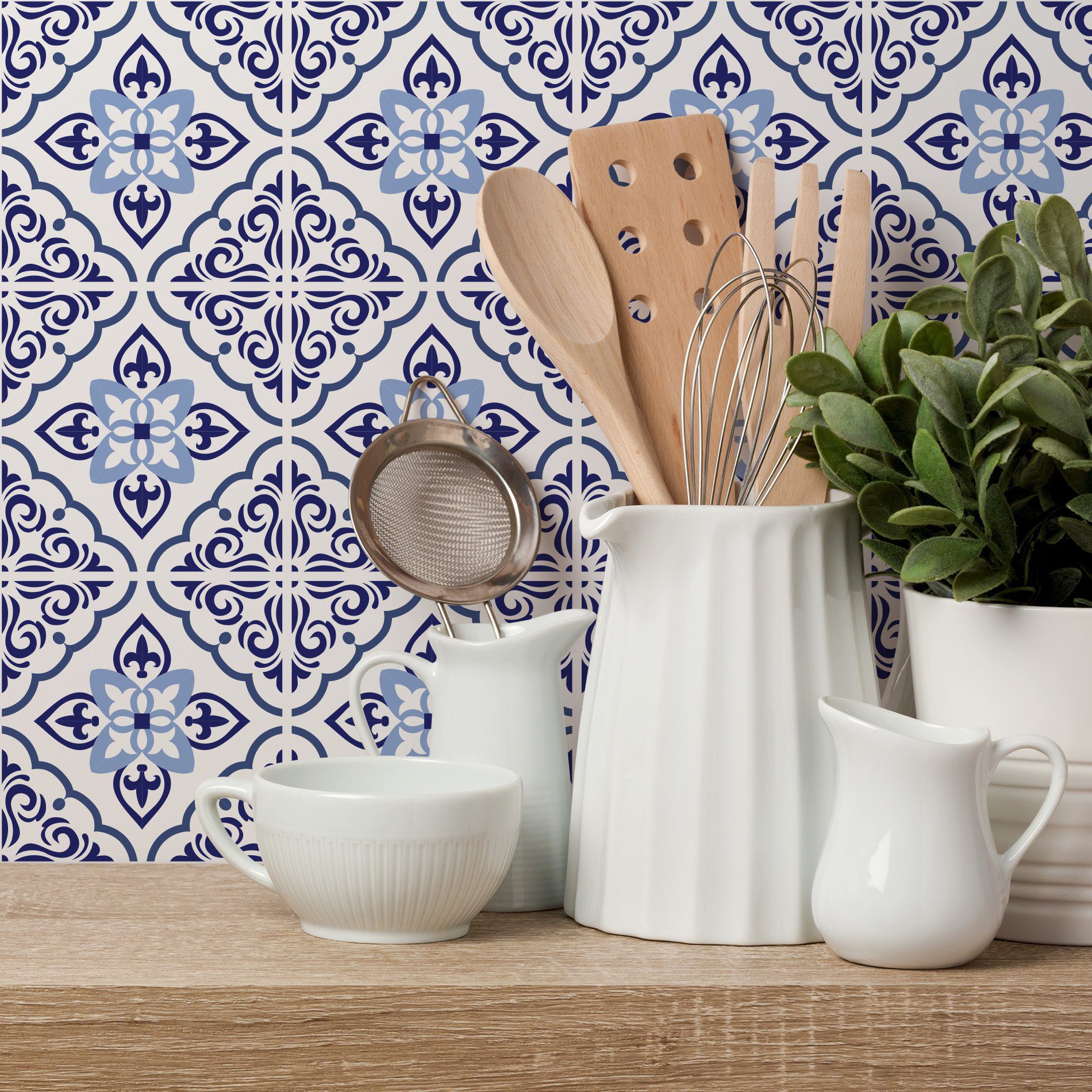 Adesivo de Parede Cozinha - Sabores da Família Azul Classico