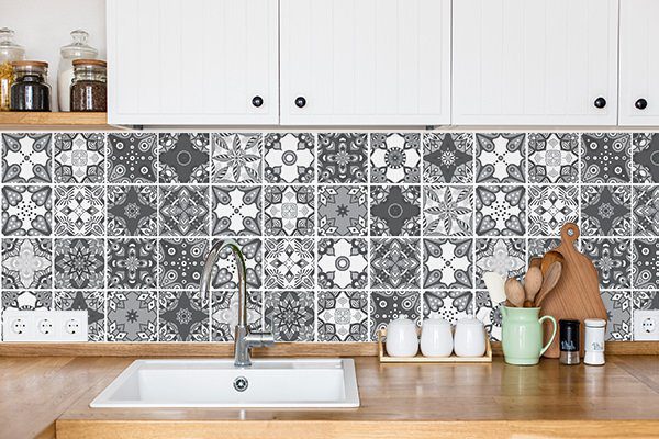 Adesivo de Azulejo Cinza Mandala