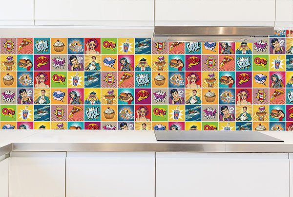Adesivo de Azulejo Cozinha Pop Art Food