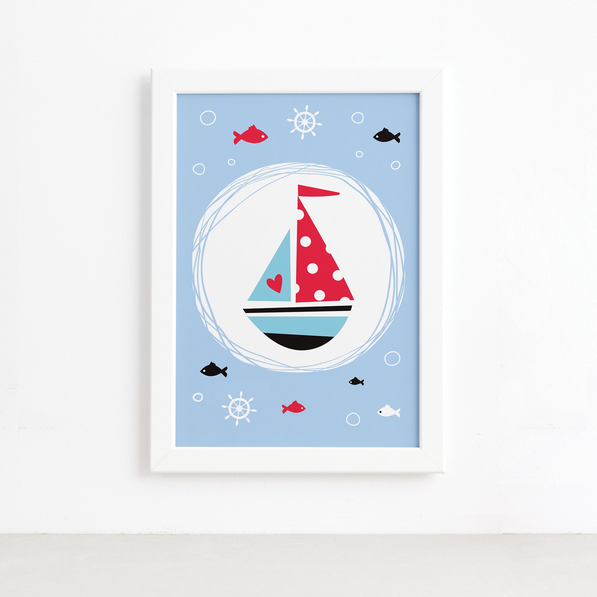 Quadro Barco Oceano Moldura Branca 22x32cm,Quadro Barco Oceano Moldura Branca 22x32cm