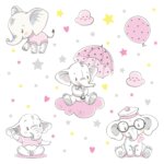 Adesivo de Parede Elefante Baby Rosa 4,5m²