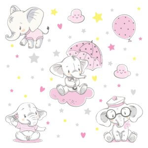 Adesivo de Parede Elefante Baby Rosa 4,5m²