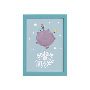 Quadro para Quarto de Bebê Planeta Príncipe Moldura Azul