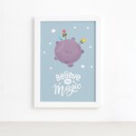 Quadro para Quarto de Bebe Planeta Principe Moldura Branca