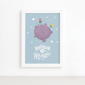Quadro para Quarto de Bebê Planeta Principe Moldura Branca