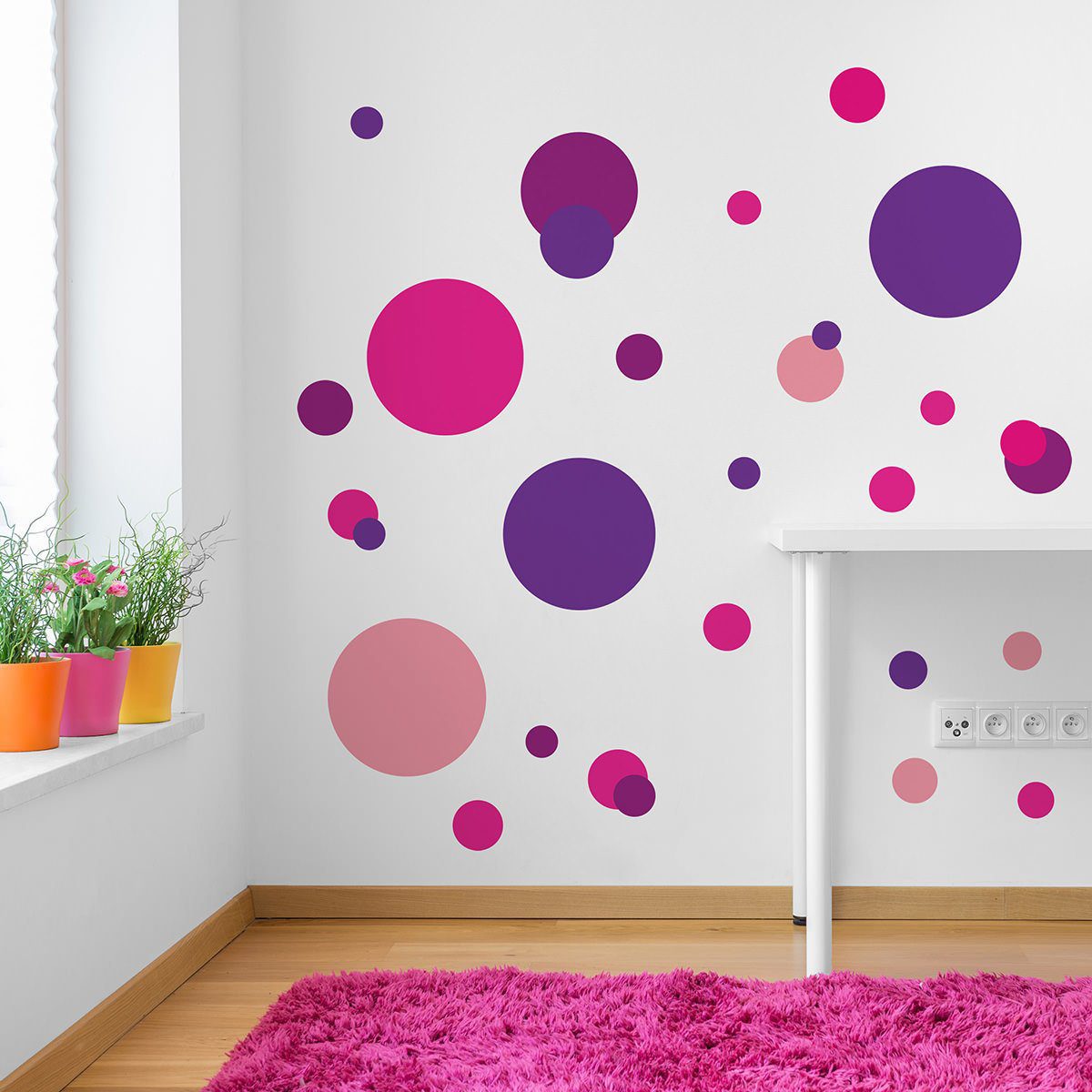 Adesivo de Parede Bolas Coloridas Rosa